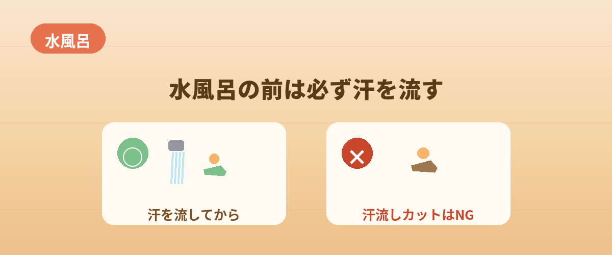 【水風呂】のマナー（汗流しカットは絶対NG）